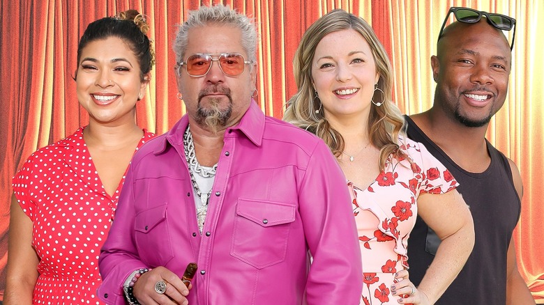 Images of Food Network Stars in front of curtain background