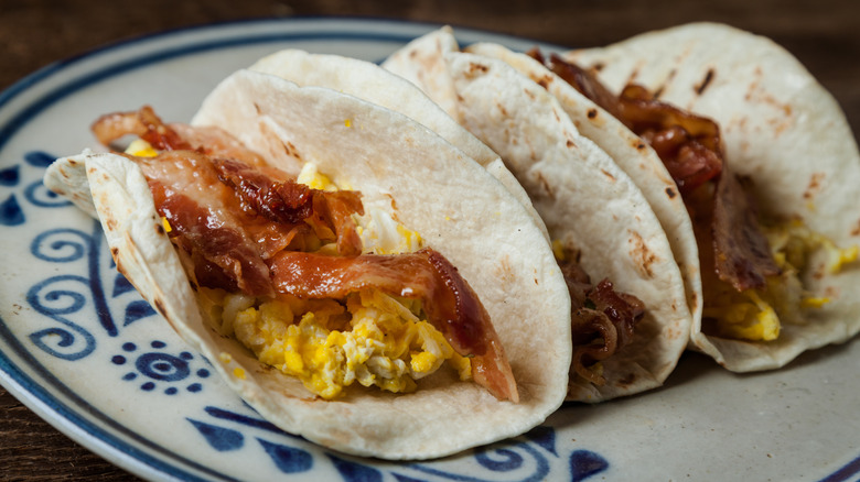 Austin breakfast tacos on a plate.