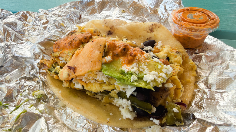 Migas poblanas breakfast tacos from Veracruz All Natural.