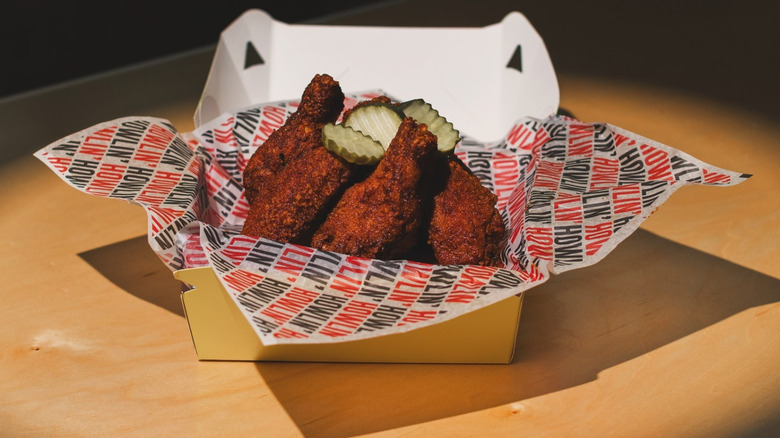 a basket of chicken wings