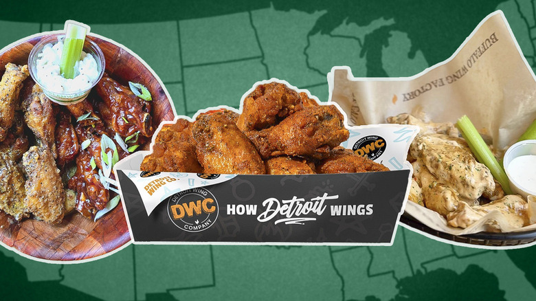 three take orders of wings against background