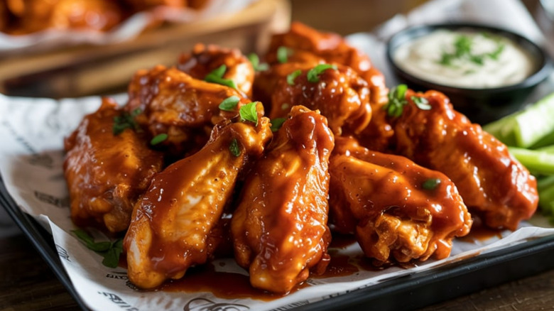 person eating chicken wing