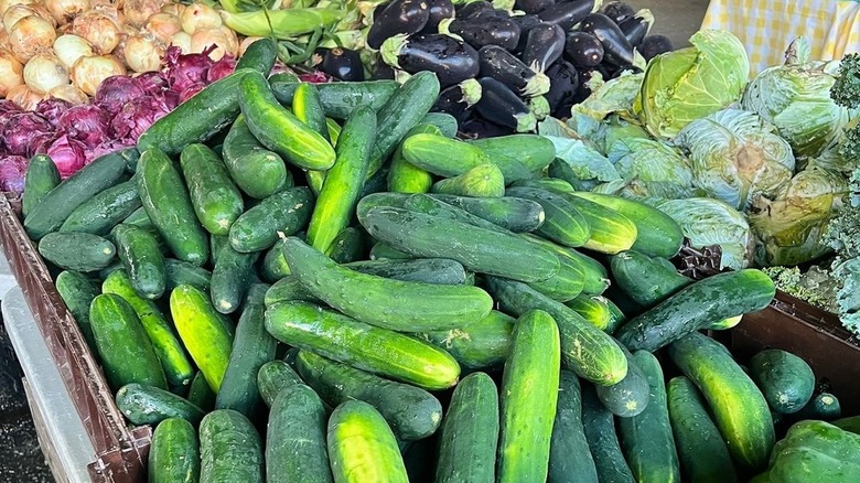 Fresh cucumbers at the Baltimore Farmers Market in Baltimore