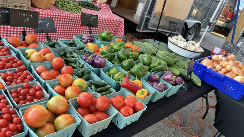 Fresh produce for sale at the DeSoto Farmers Market