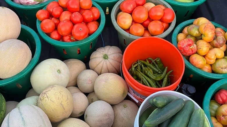 Fresh produce for sale at The Woodbury Farmers Market