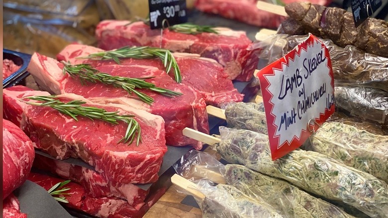 Meat for sale at the Lancaster Central Market