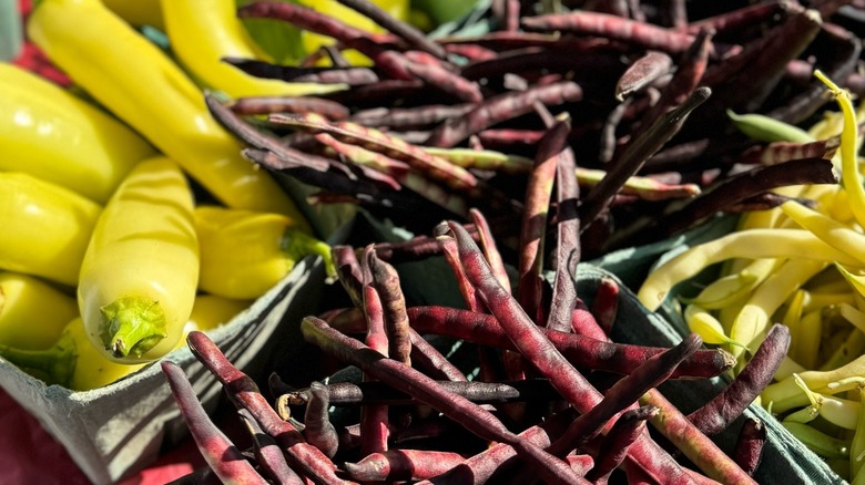 Chiles and beans for sale at the Clarksville Downtown Market