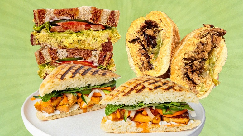 a collection of vegetarian sandwiches