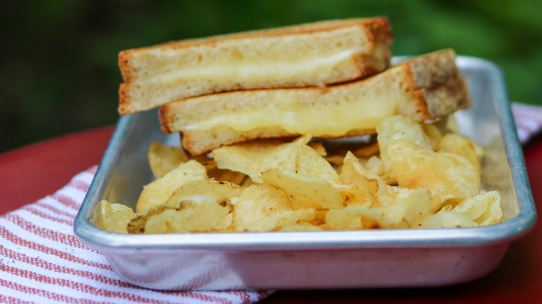 The Vermonter grilled cheese sandwich with chips