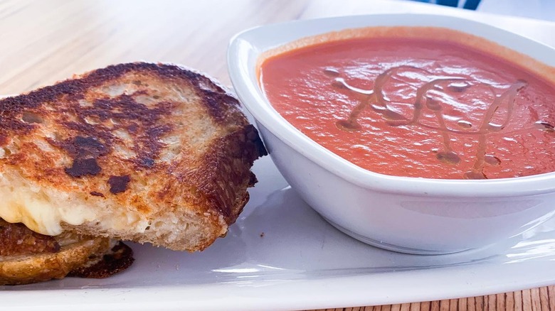 Grilled Cheese Sandwich with soup