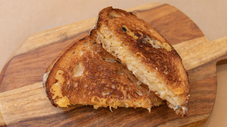 Grilled Cheese Sandwich on wooden board