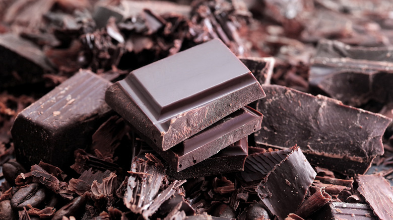 chopped pieces of dark chocolate