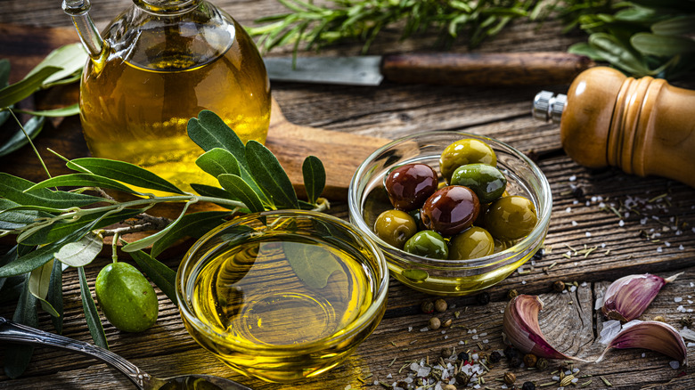 olive oil and olives