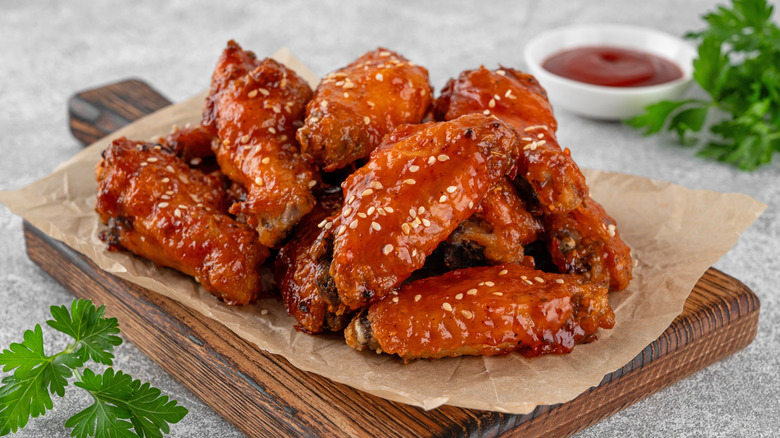 Hot sauce over chicken wings