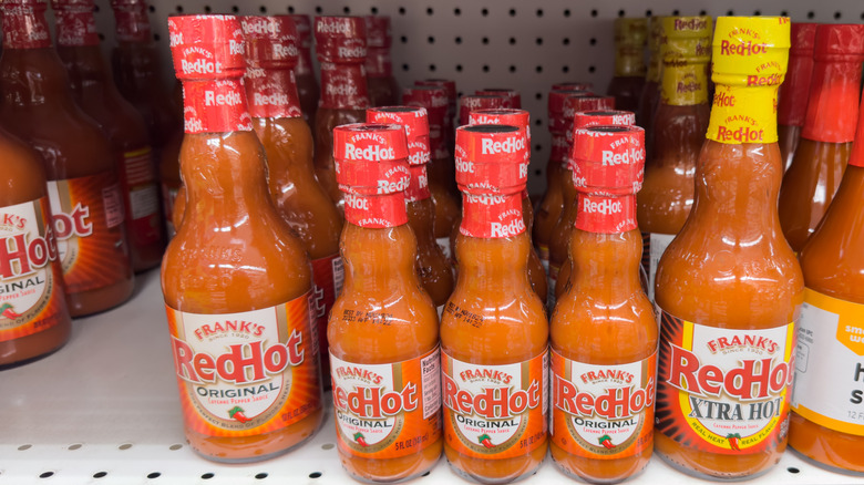 Frank's RedHot sauces on shelf
