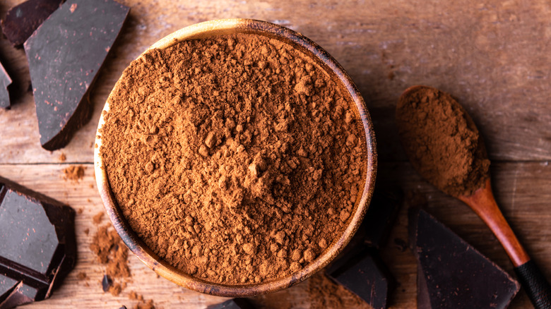 dark chocolate powder in a bowl