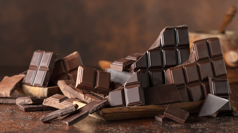 assortment of broken chocolate bars