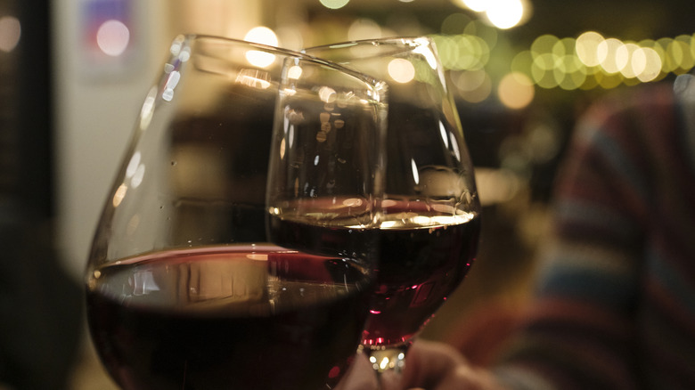 Two red wine glasses
