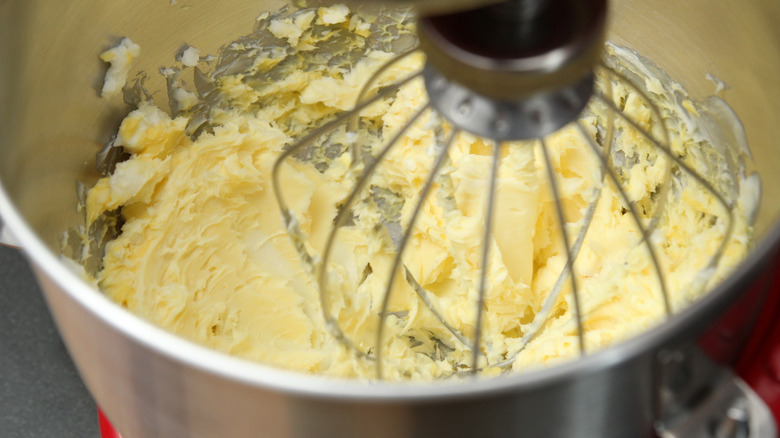 Whipping butter in a mixer
