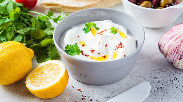 Bowl of whipped feta