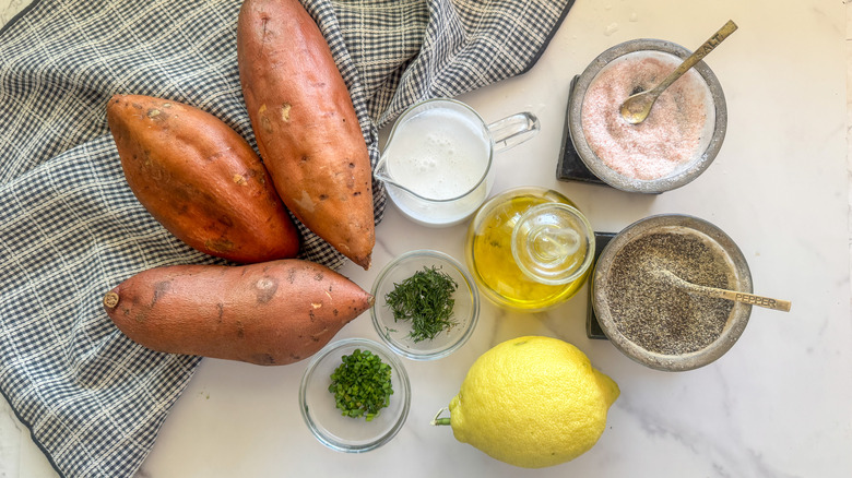 Whipped sweet potato with lemon herb drizzle recipe ingredients