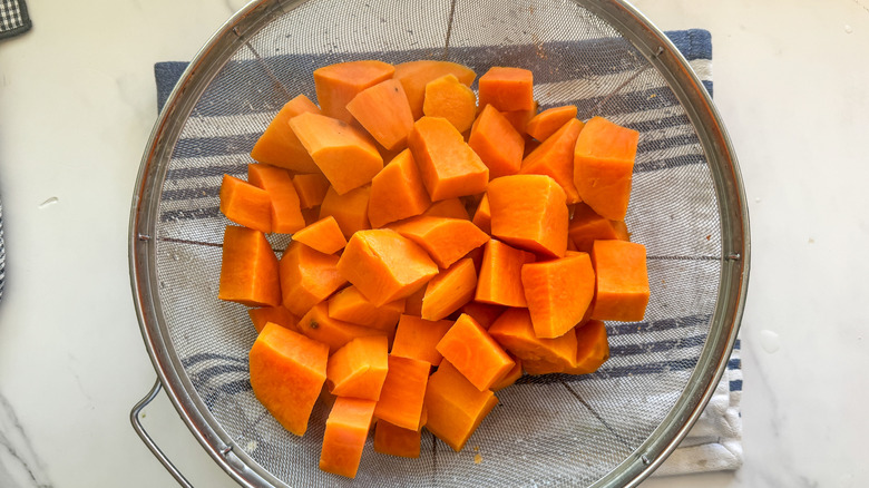 sweet potatoes in colander