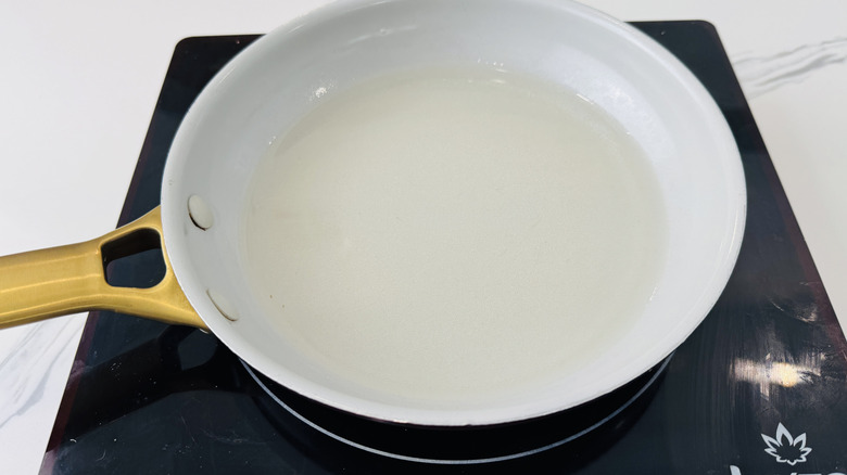 Simple syrup in saucepan