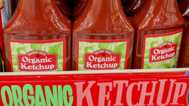 Trader Joe's organic ketchup bottles on shelf