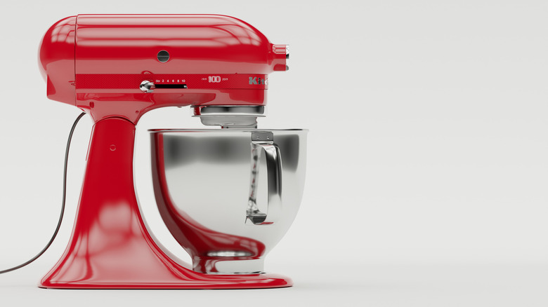Red KitchenAid stand mixer