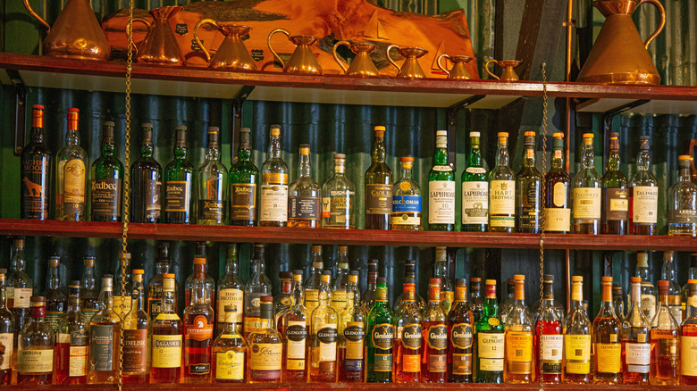 Whiskey bars have large selections of whiskey from around the globe