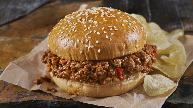 Sloppy Joe on sesame bun