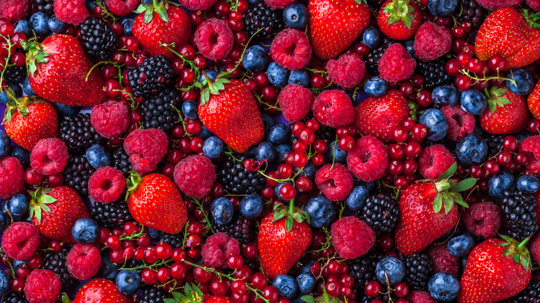 Fresh blueberries, raspberries, and strawberries