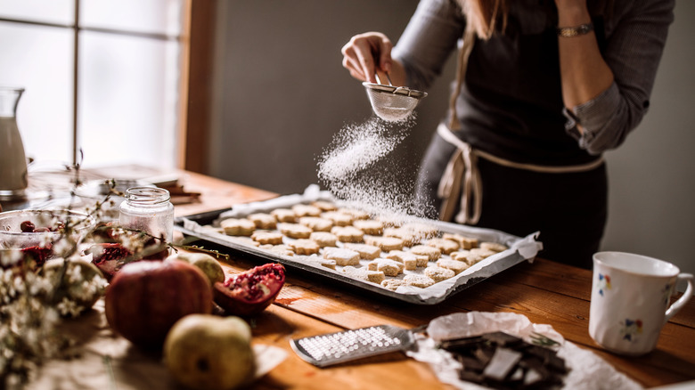 holiday baking cookies on tray