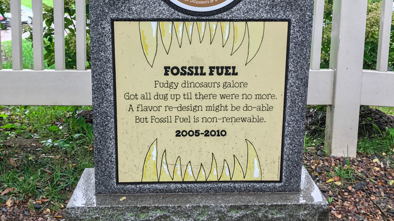 Ben & Jerry's Fossil Fuel gravestone in the Flavor Graveyard