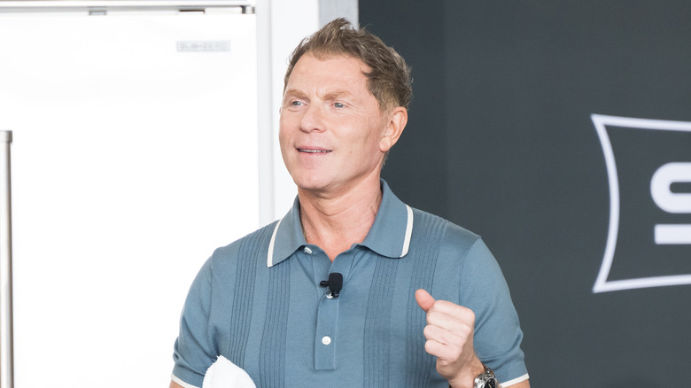 Celebrity chef Bobby Flay at a live cooking demonstration.