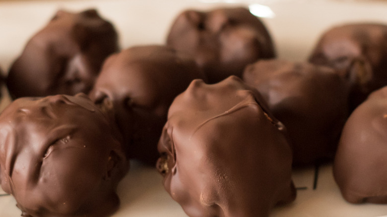 Close-up of chocolate bourbon balls