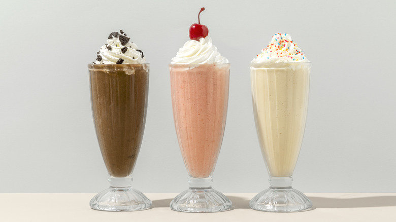 three milkshake flavors on table