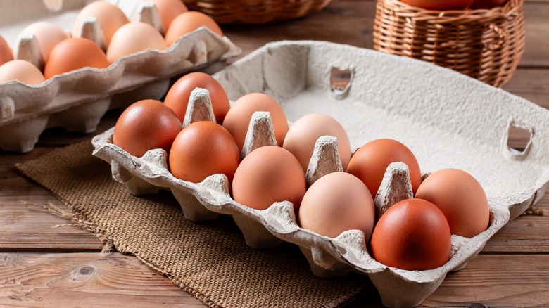 cartons of brown eggs