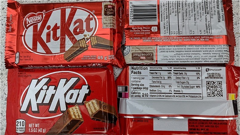 A side-by-side view of a Nestlé Kit Kat and a Hershey Company Kit Kat
