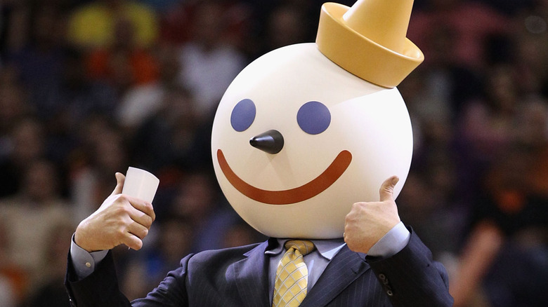 The Jack in the Box mascot giving a thumbs-up.