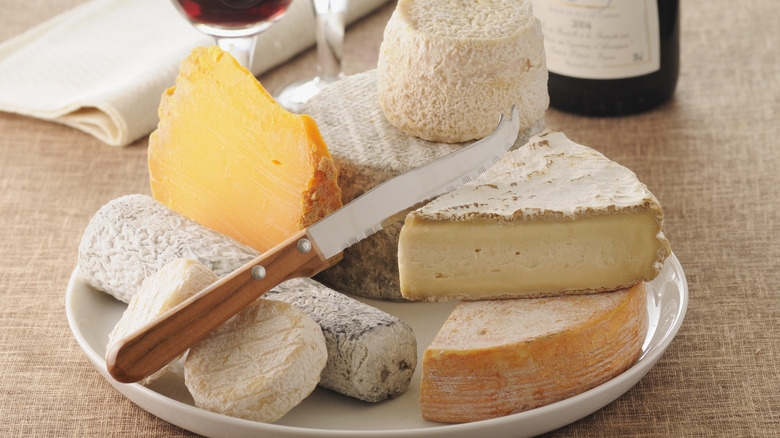 plate of various cheeses