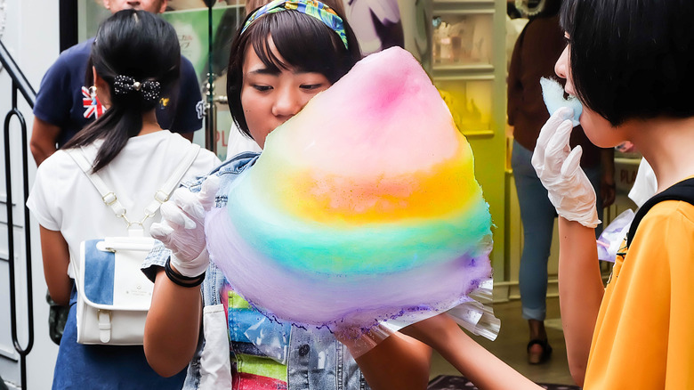Rainbow cotton candy in Japan