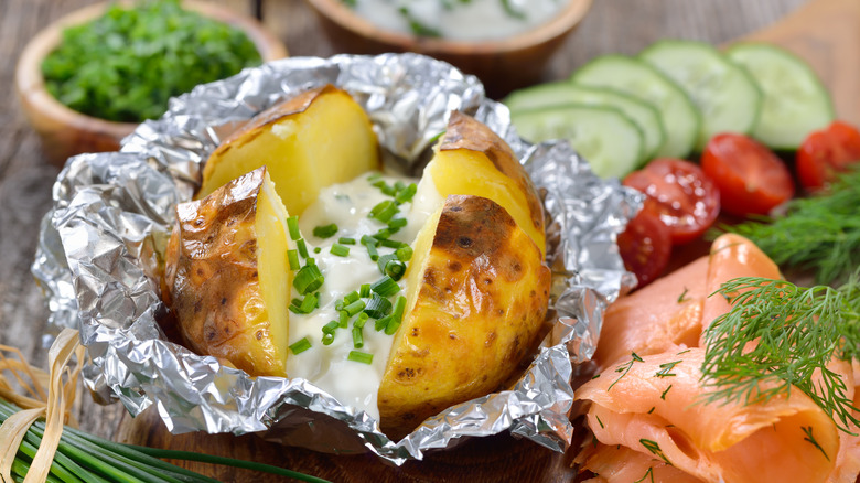 Baked potato in foil