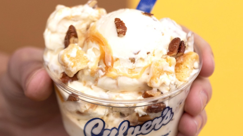 Dish of Culver's Salted Caramel Pecan Pie Custard