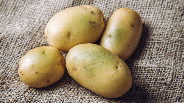 Potatoes with green patches