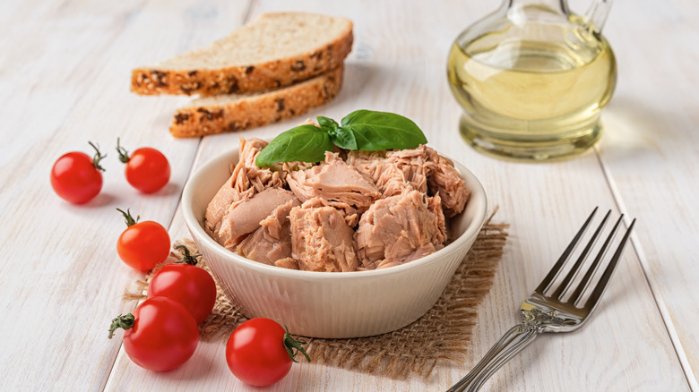 Bowl of canned tuna