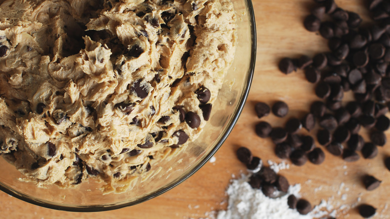 raw cookie dough in bowl