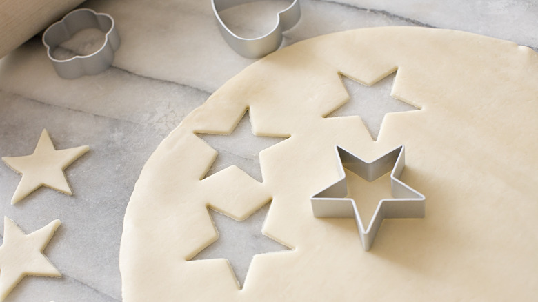 sugar cookie dough with cutters