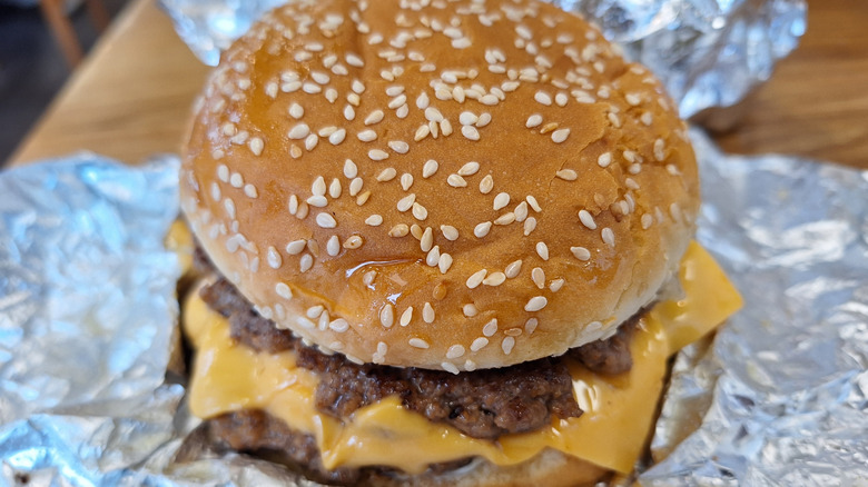 Cheeseburger with sesame seed bun