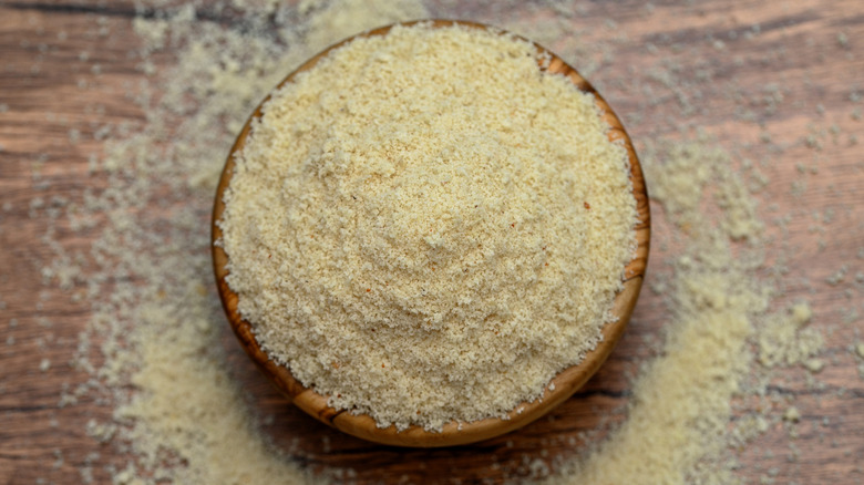 A bowl of finely-ground cornmeal.